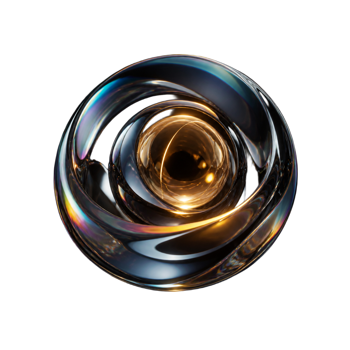 Abstract glass sculpture representing connection